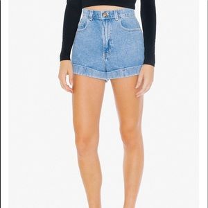 American apparel dark wash HighRise Jean Shorts